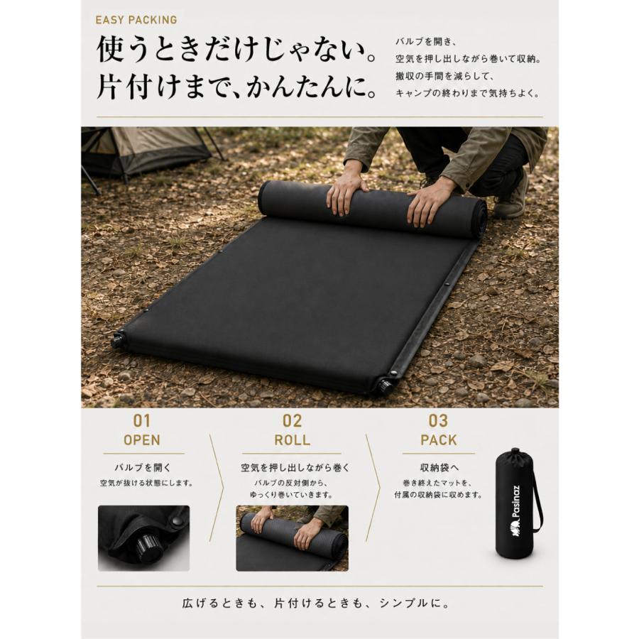 インフレーターマット 車中泊 厚手 キャンプ 自動膨張 マット　2個セット キャンプマット 厚手8CM 自動膨張 断熱 防災マット ロール ウレタン 車