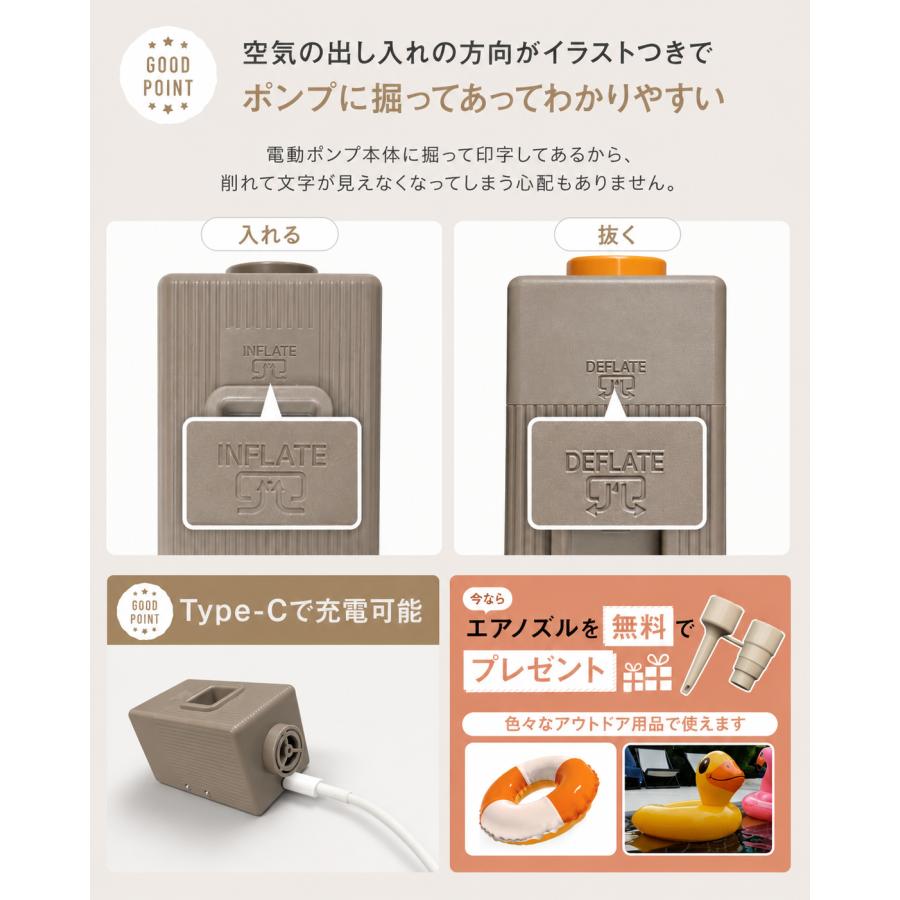 電動 インフレーターマット 電動ポンプ内蔵 厚手10CM キャンプマット