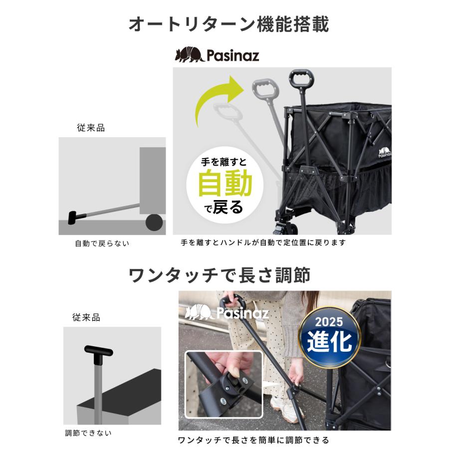 2年保証】最大228L 2段 後ろ開け 4way アウトドアワゴン キャリー