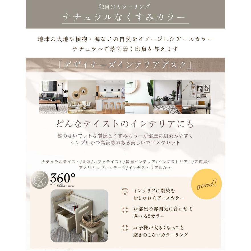 チェア&デスク3点セット 360°キッズデスク 3点セット 5way チェアセット 子供用チェア キッズチェア ローチェア  子供椅子 テーブル 学習机｜amj｜12