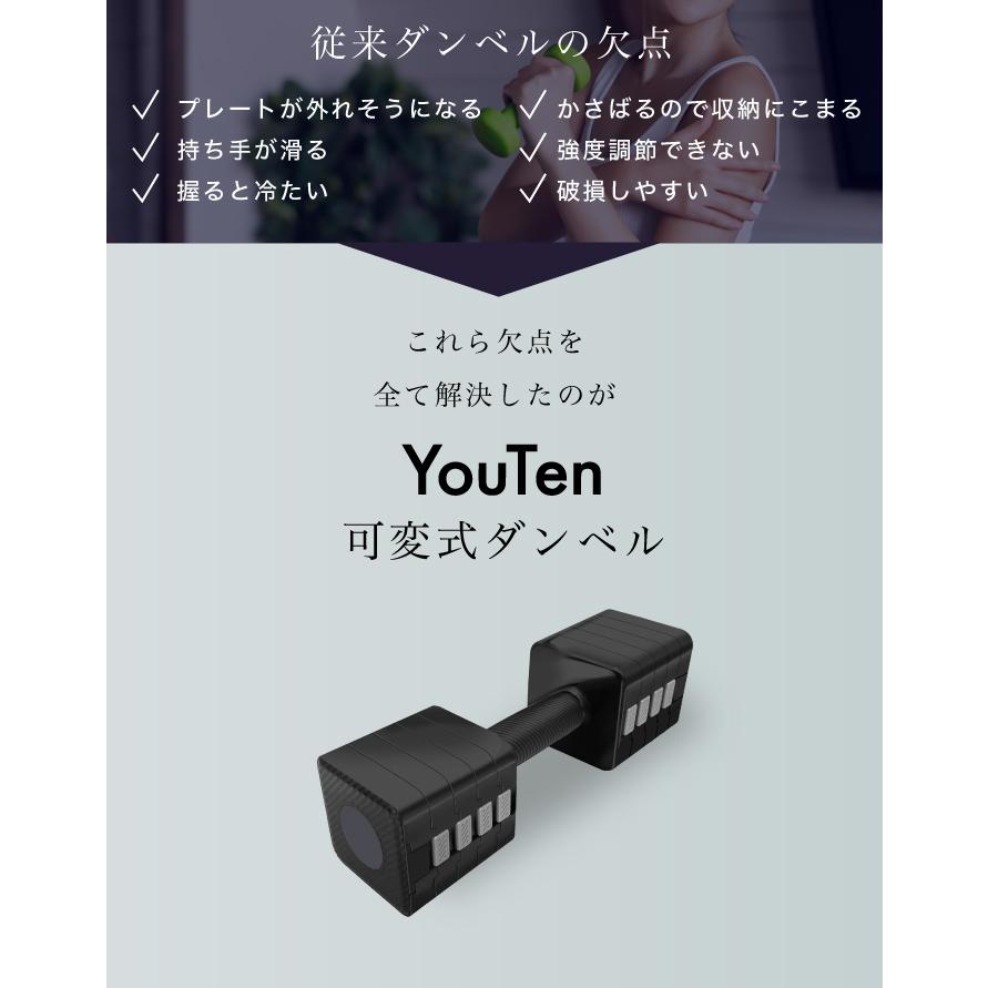 YouTen 可変式ダンベル 5kg 2個セット 4段階調節 重量調節 YouTen 可変式ダンベル 5kg 2個セット 4段階調節 重量調節