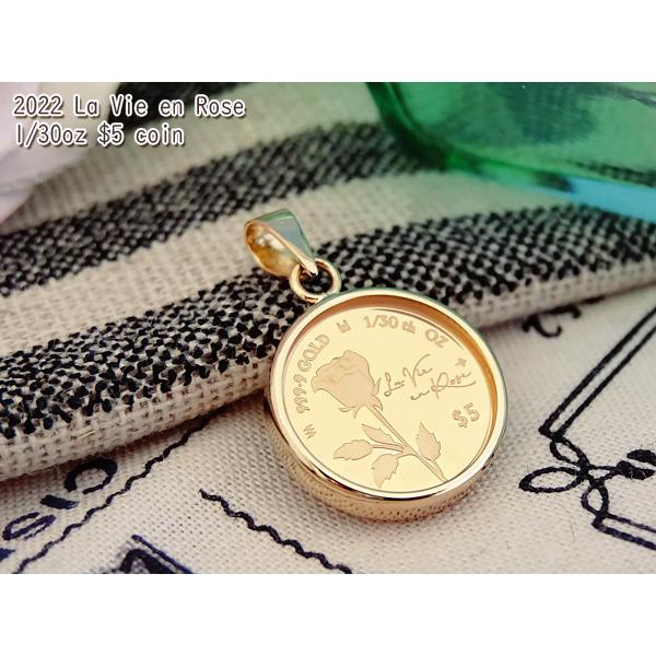 純金 1/30オンス La Vie en Rose バラ色の人生 薔薇 バラ コイン 金貨 ペンダントトップ 2022年限定 両面保護ガラス 送料無料