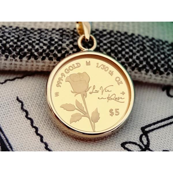 純金 1/30オンス La Vie en Rose バラ色の人生 薔薇 バラ コイン 金貨 ペンダントトップ 2022年限定 両面保護ガラス 送料無料_1