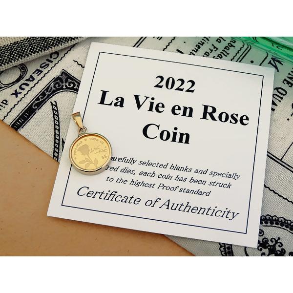 純金 1/30オンス La Vie en Rose バラ色の人生 薔薇 バラ コイン 金貨 ペンダントトップ 2022年限定 両面保護ガラス 送料無料_12