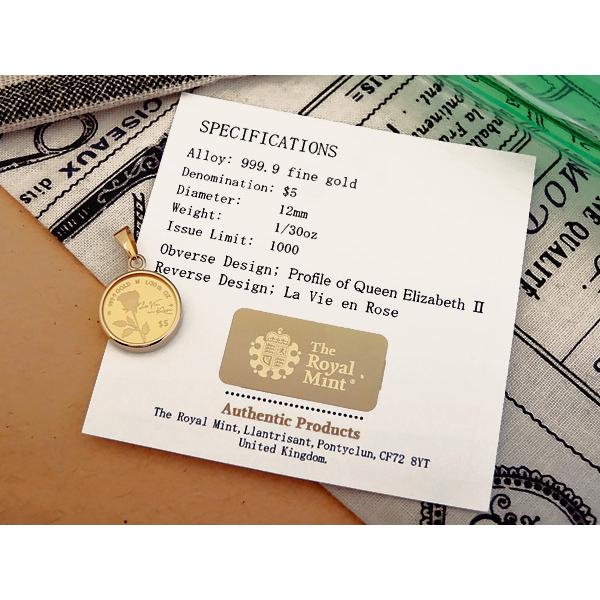 純金 1/30オンス La Vie en Rose バラ色の人生 薔薇 バラ コイン 金貨 ペンダントトップ 2022年限定 両面保護ガラス 送料無料_13