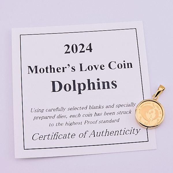 純金 1/30オンス Dolphin イルカ 親子 コイン 金貨 ペンダントトップ