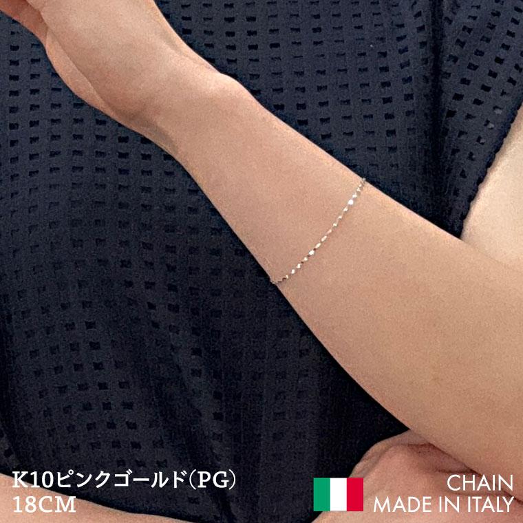 ブレスレット チェーン エクレア ペタル K10 10金 k10 レディース メンズ 約1.4mm幅 金属アレルギー 18cm 030の画像
