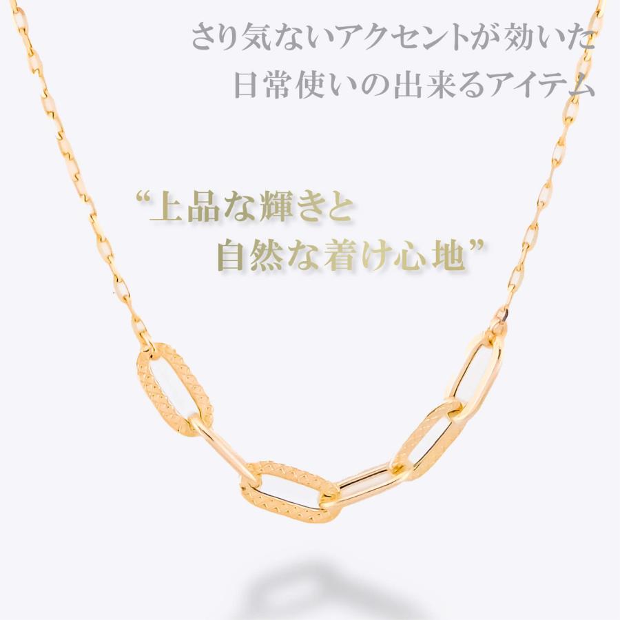 ネックレス チェーン ラディアント プレイドペーパークリップ K10 10金 45cm デザインネックレス レディース 金属アレルギー ゴールド アクセサリー 人気 ギフトの画像