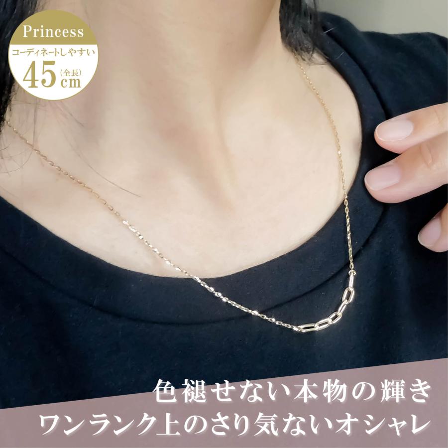 ネックレス チェーン ラディアント プレイドペーパークリップ K10 10金 45cm デザインネックレス レディース 金属アレルギー ゴールド アクセサリー 人気 ギフトの画像