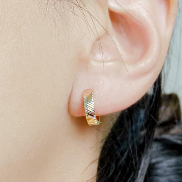 K18 ピアス フープタイプ 18金 シンプル 小さめ 両耳  中折れ式 キャッチレスピアス ゴールド プレゼント ギフト レディース 女性の画像