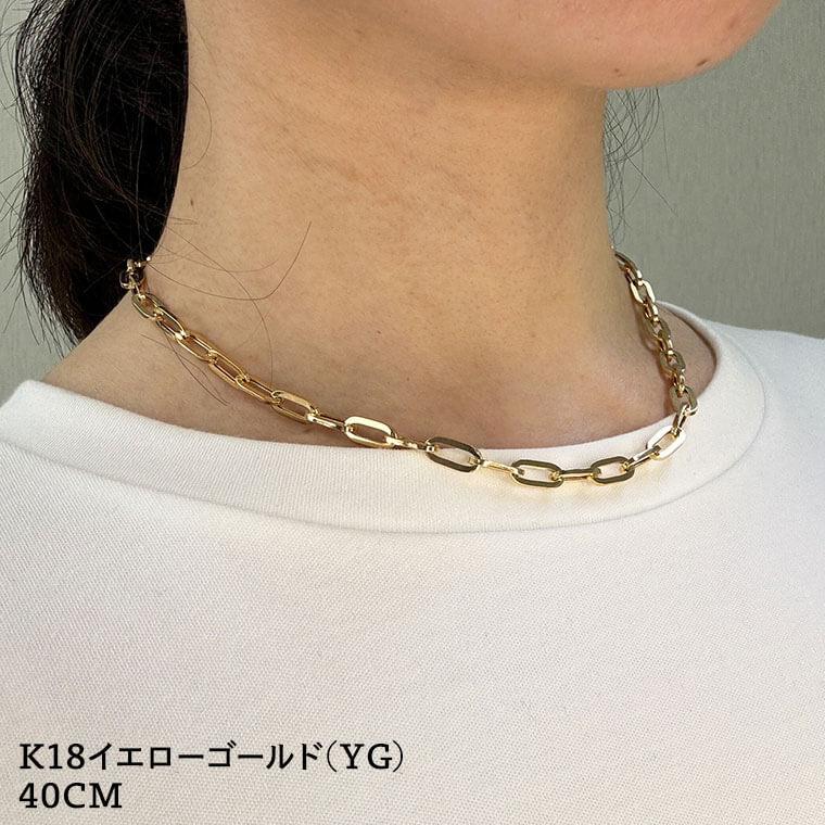 ネックレス チェーン 中空ペーパークリップ K18 18金 k18 レディース