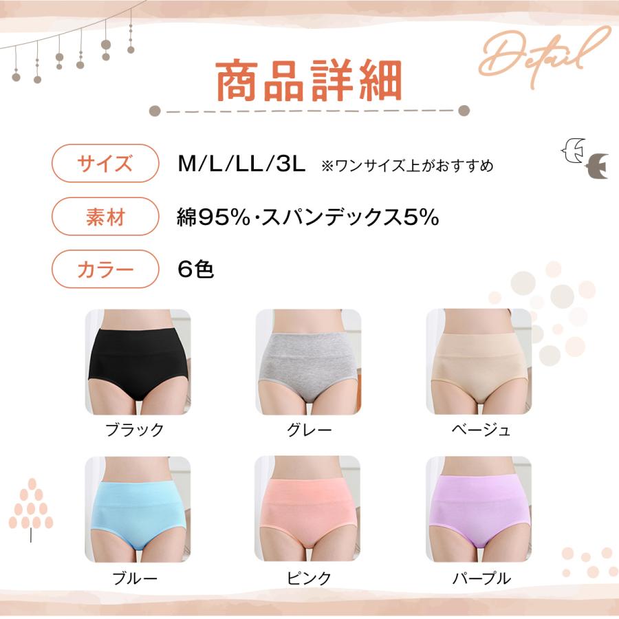 ハイウエストショーツ 深履き 1枚 綿 深め すっぽり ハイウェストショーツ 女性 おへそ レディース インナー パンツ 下着 無地 |  | 16