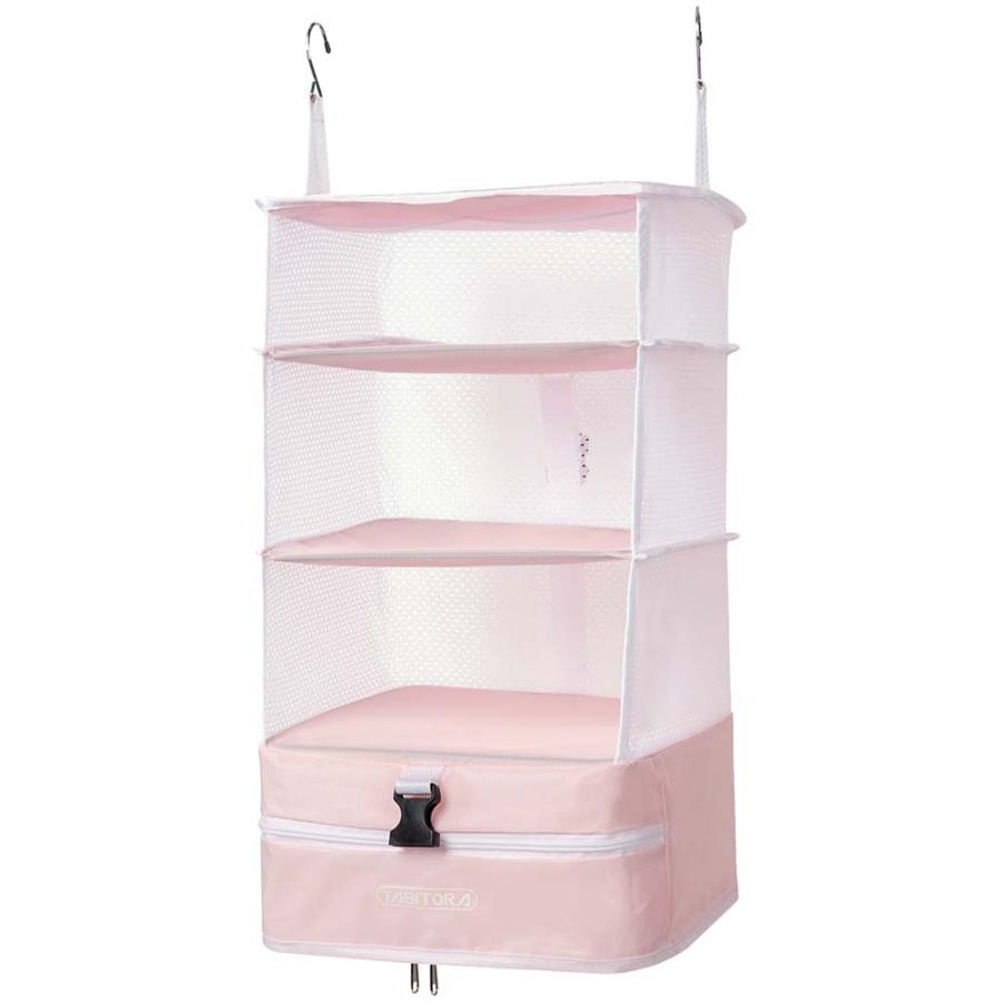 TABITORA 「Pink-L」 収納ボックス 吊り下げ インナーバッグ 衣類ラック 収納 旅行 出張 クローゼット 省スペース 4段 オーガナイザー｜amoi2