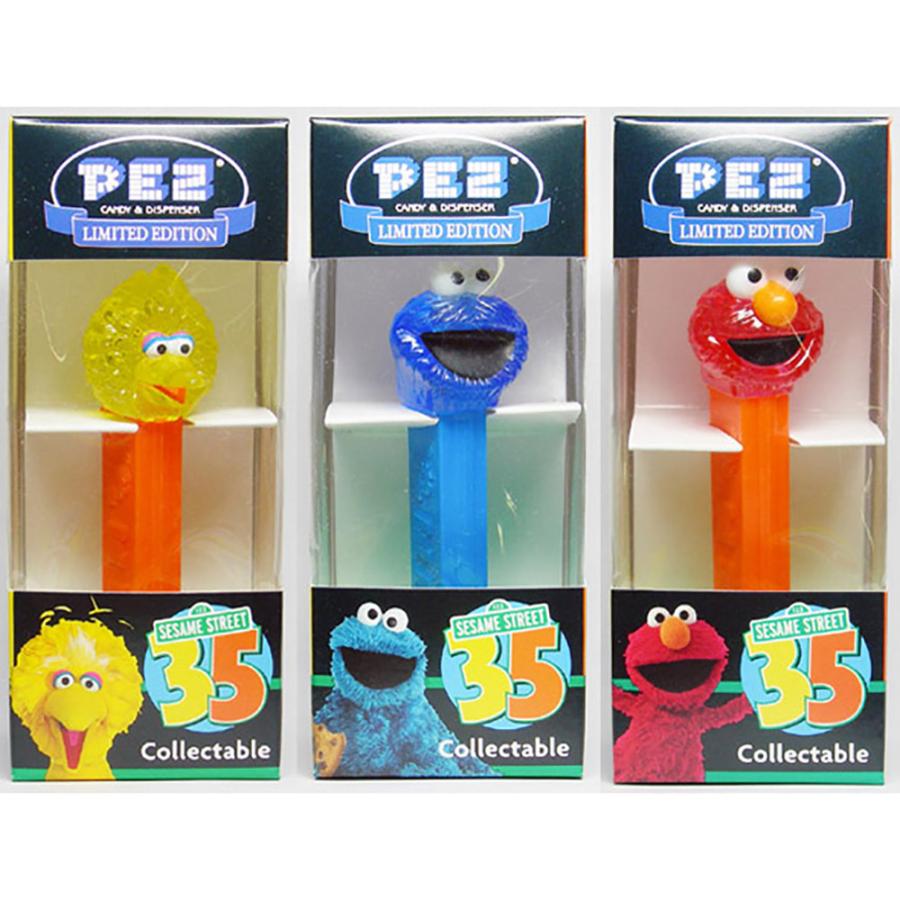 PEZ ペッツ セサミストリート、クリスタルヘッド、3種セット、箱入り