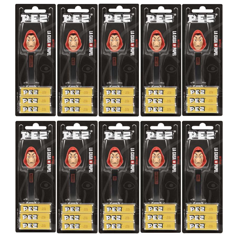 PEZ ペッツ ダリのマスク 黒ステム10種セット、MOC Money Heist : A