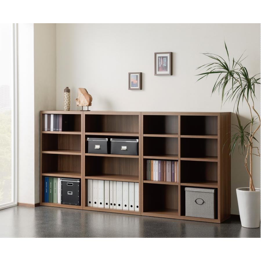 本棚 書棚 リビング オープン シェルフ 幅90cm 高さ114cm ウォールナット 90 収納棚 棚 完成品 日本製 ラックの画像