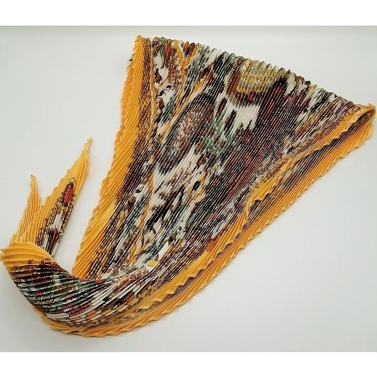 エルメス カレプリセ Decoupages 切り絵 プリーツスカーフ イエロー