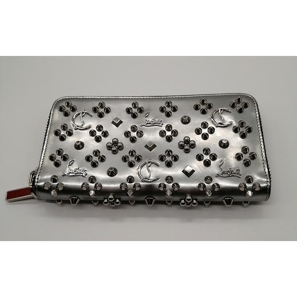ChristianLouboutin クリスチャンルブタン ラウンドファスナ 長財布 パネトーネ スタッズ シルバー