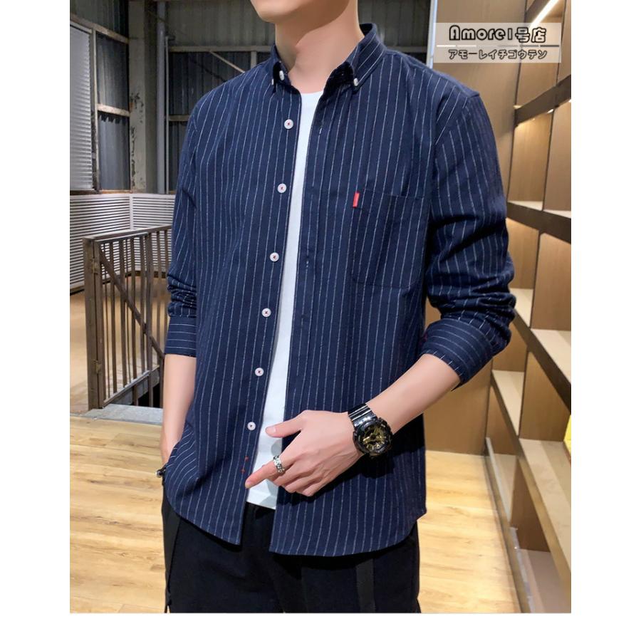 カジュアルシャツ ストライプ柄 ボタンダウンシャツ トップス 長袖 シャツ 細身 メンズ ファッション 10代 代 30代 春物 春 C Amore1号店 通販 Yahoo ショッピング