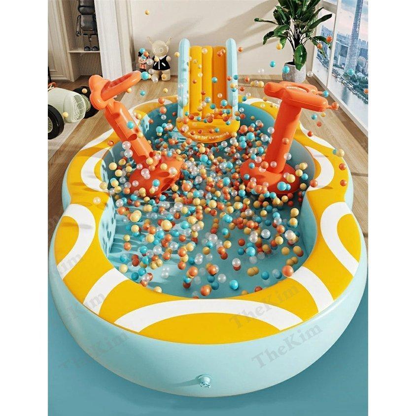 2022新登場大型5in1 ビニールプール 屋根付き 紫外線対策 UVカット 滑り台付き スライド 水鉄砲 バスケット ボールプール 夏 水遊び 水鉄砲 バスケット