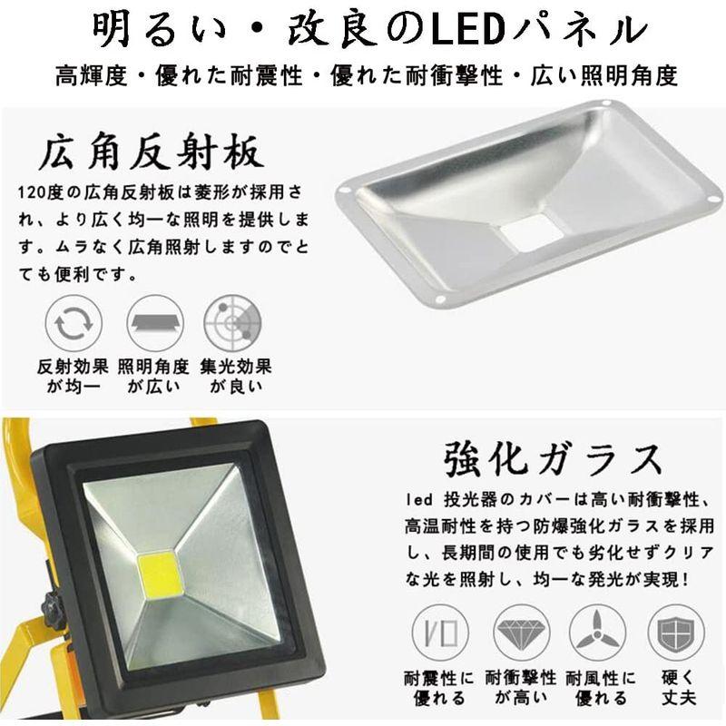 Makilight LED投光器 50W 充電式ライト LED作業灯 COBチップ ポータブル投光器 超薄型 バッテリー内蔵 ポータブル 携 - 7