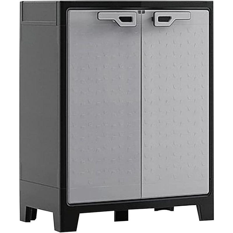 エイ・アイ・エス (AIS) 物置 Titan Low Cabinet 幅80cm 高さ100cm ブラック 033323 グレー - 4