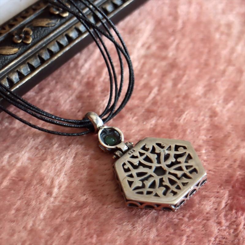 オットマンアンティーク デザインシルバーペンダント ヘキサゴナル/グリーン |  | 04