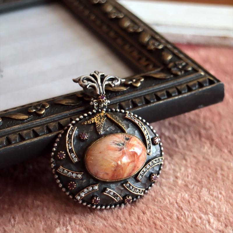 オットマンアンティーク デザインシルバーペンダントトップ オーバル　オレンジアゲート | 