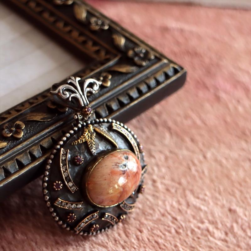 オットマンアンティーク デザインシルバーペンダントトップ オーバル　オレンジアゲート |  | 01