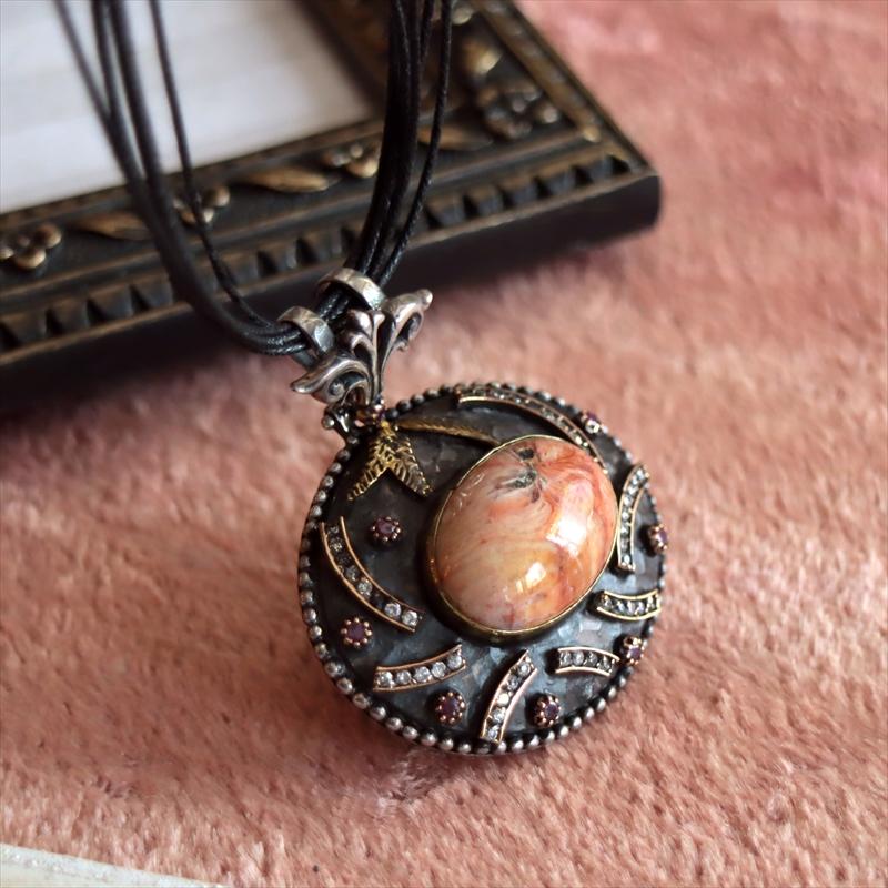 オットマンアンティーク デザインシルバーペンダントトップ オーバル　オレンジアゲート |  | 02