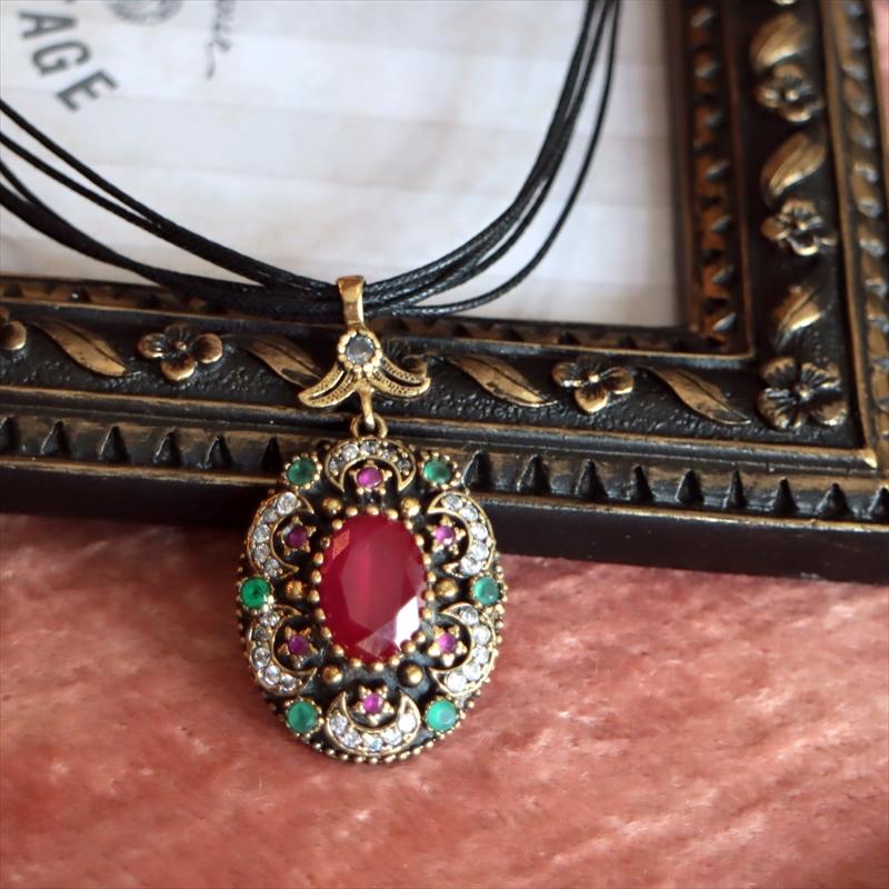 シルバーペンダントヘッド オスマントルコ アンティークデザイン ルビー　オーバル |  | 01