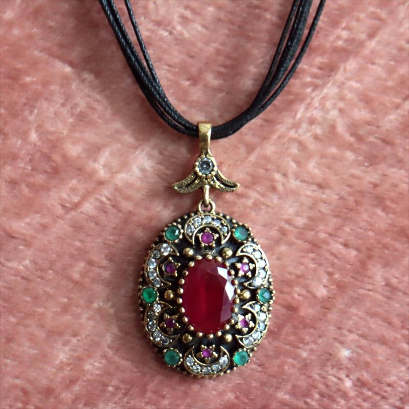 シルバーペンダントヘッド オスマントルコ アンティークデザイン ルビー　オーバル |  | 03