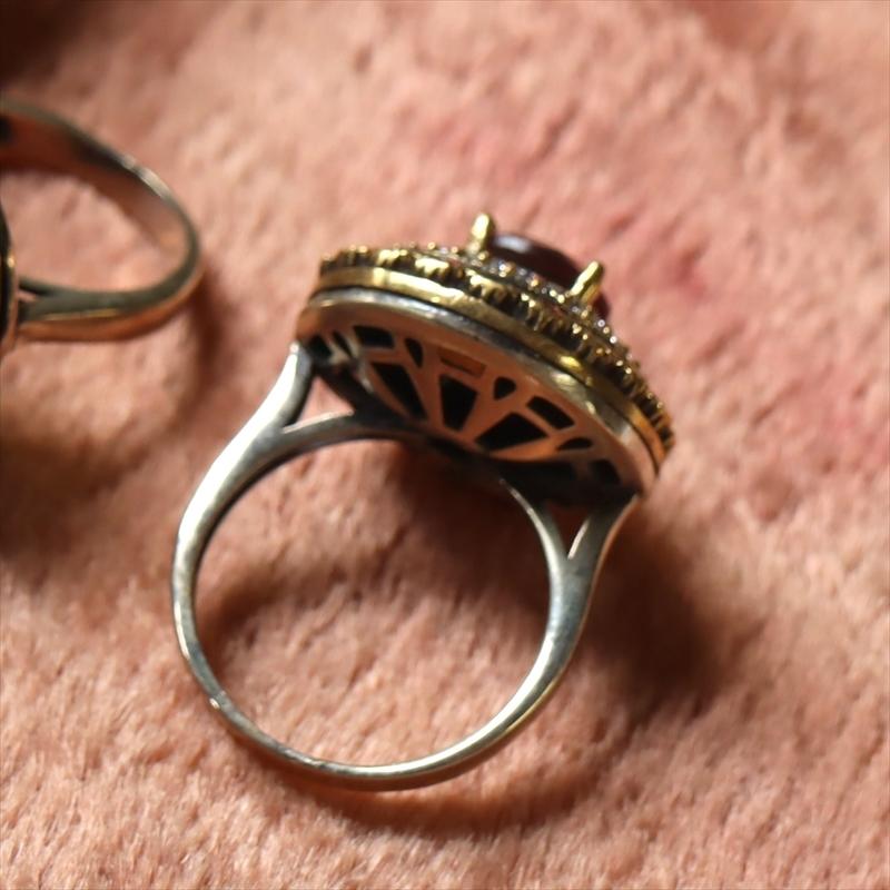 シルバーリング 13号　オスマントルコ・アンティークデザイン/ルビーレッドラウンドリング Ottoman design Sterling silver ring |  | 02