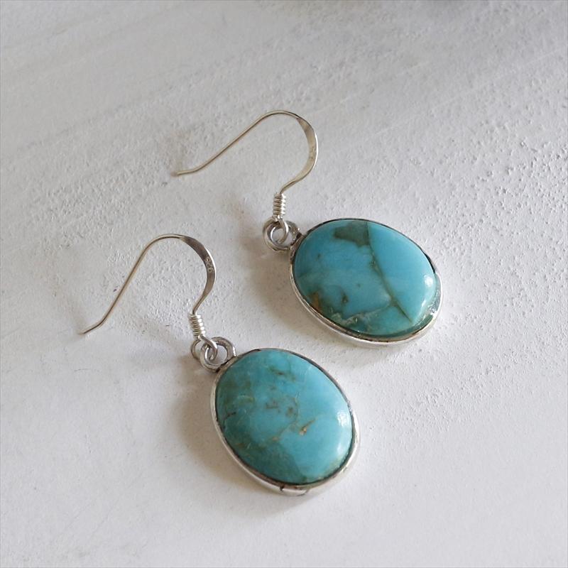 ターコイズシルバーピアス　オーバル | 