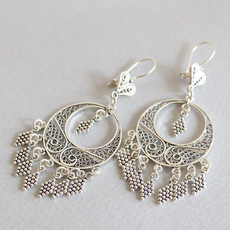 南トルコの伝統工芸テルキャリシルバー925ピアス ラウンド | 