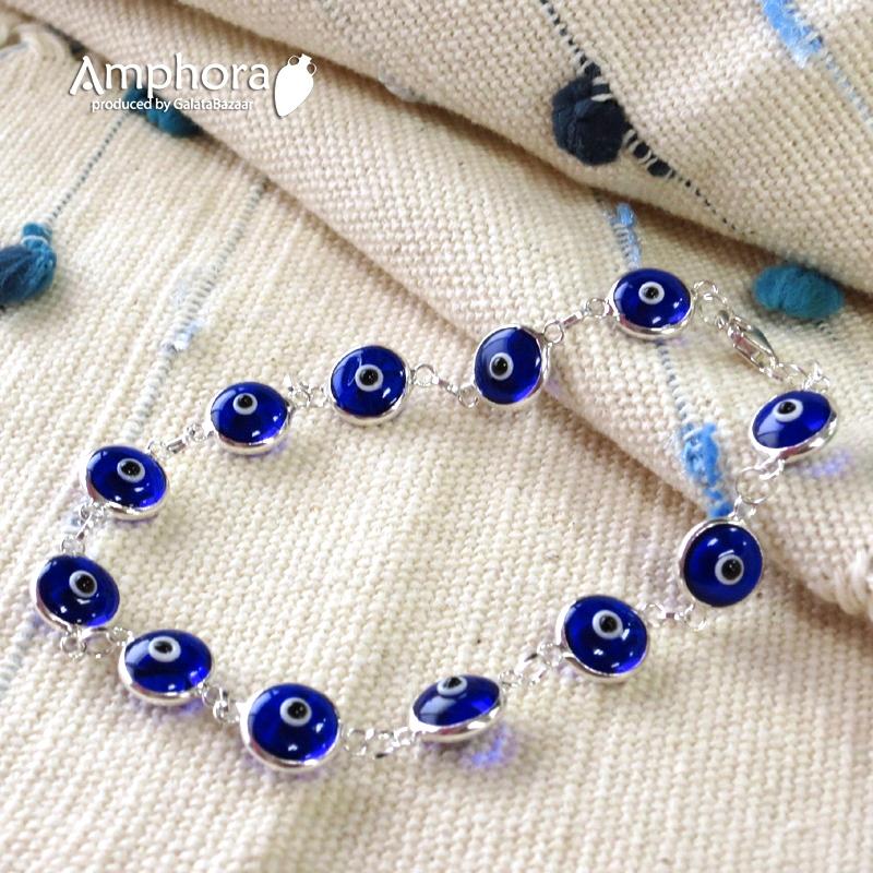 ナザルボンジュウ ブレスレット コバルトブルー 　トルコ製 ガラス＆シルバー　925 | 