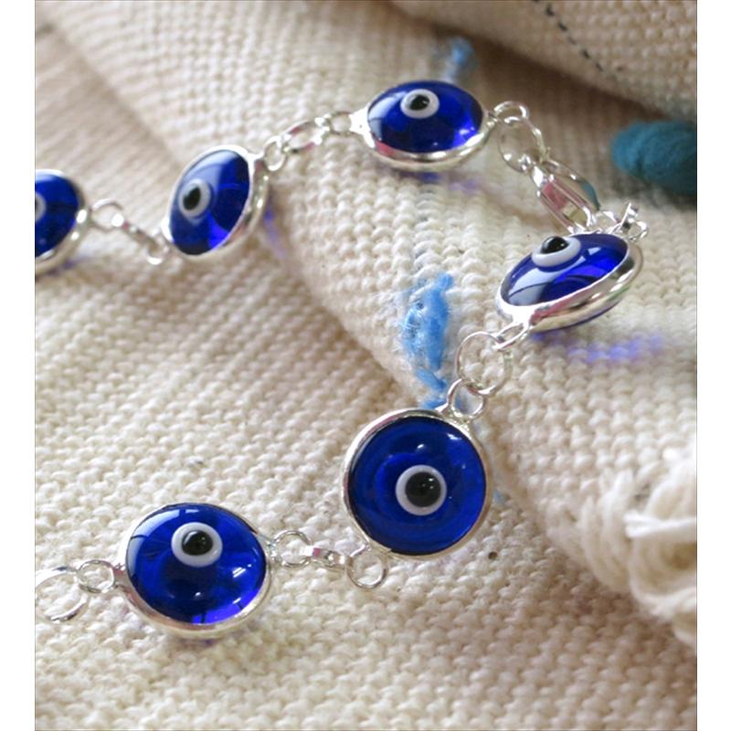 ナザルボンジュウ ブレスレット コバルトブルー 　トルコ製 ガラス＆シルバー　925 |  | 01