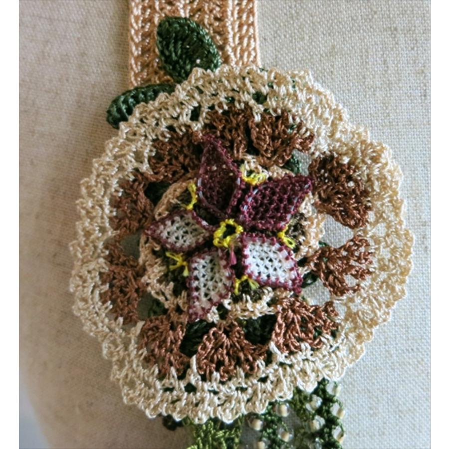 トルコ・エフェオヤ大ぶりモチーフネックレス かぎ針編みのトゥオヤ/クリーム・グリーン |  | 03