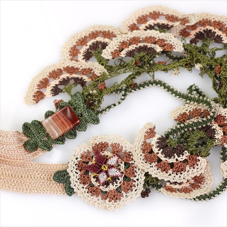 トルコ・エフェオヤ大ぶりモチーフネックレス かぎ針編みのトゥオヤ/クリーム・グリーン |  | 04