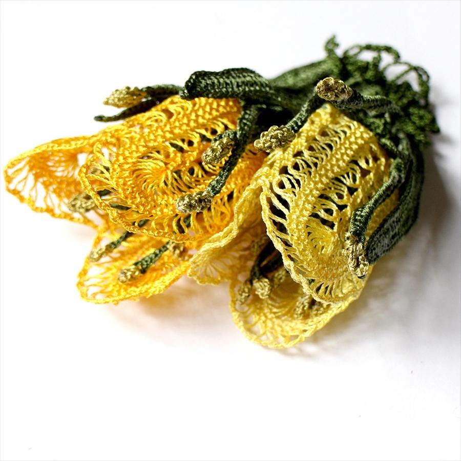 トルコのレース「オヤ」チューリップブローチ かぎ針編みのトゥオヤ |  | 03