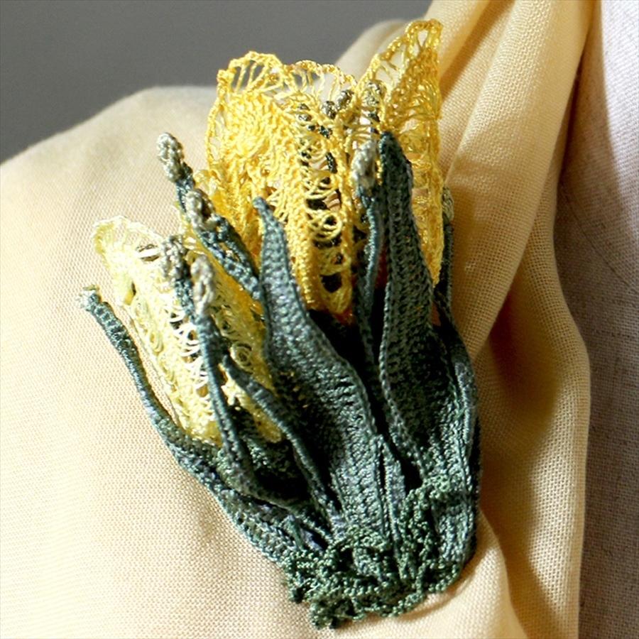 トルコのレース「オヤ」チューリップブローチ かぎ針編みのトゥオヤ |  | 06