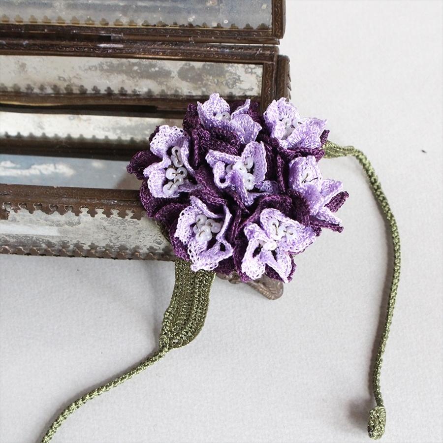 トルコのレース「オヤ」フラワーブレスレッド かぎ針編みのトゥオヤ/バイオレッド |  | 02