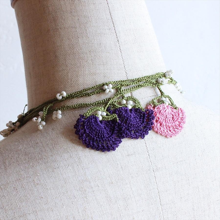 トルコのレース「オヤ」ロングラリエット かぎ針編みのトゥオヤ/パープル・ピンク |  | 03