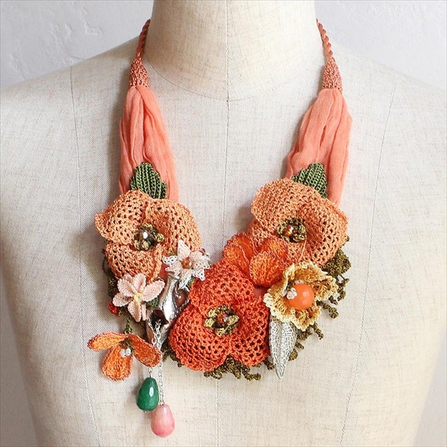 イーネオヤモチーフ・デコラティブネックレス コーラルオレンジ・グラデーション |  | 01