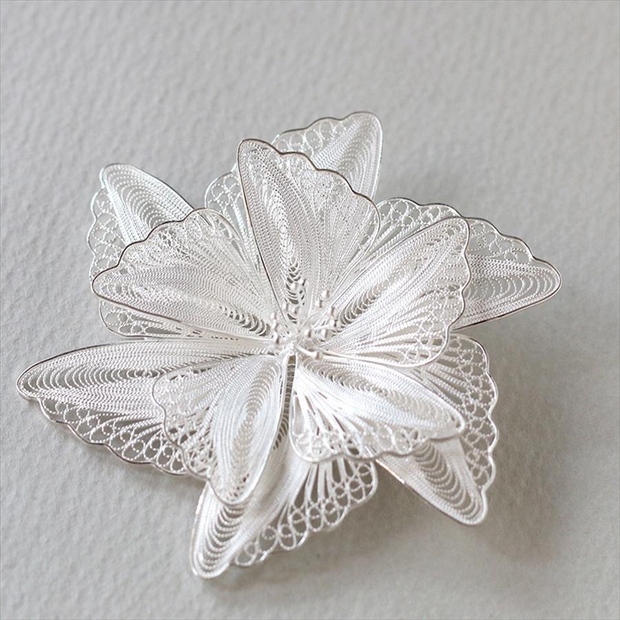 シルバーブローチ・スターフラワー　シルバー925/トルコハンドメイド　テルキャリ 銀線細工　南トルコの伝統工芸 | 