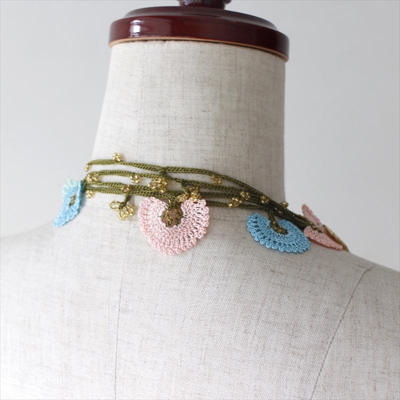 【レターパック利用可】トルコのレース「オヤ」ロングラリエットかぎ針編みのトゥオヤ  ライトグリーン/ライトブルー/ライトイエロー/ピンク |  | 02