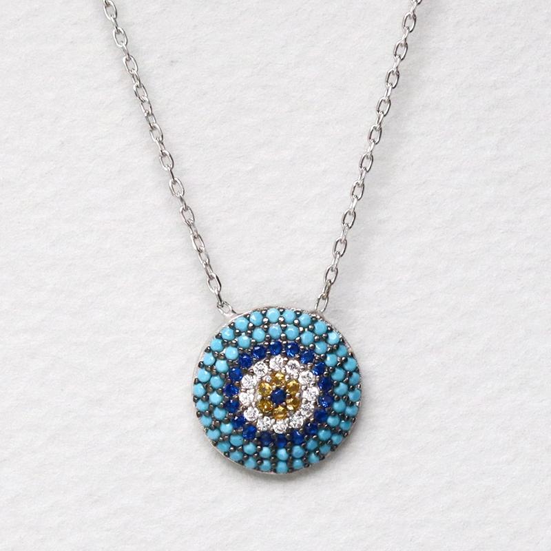 ナザルボンジュウ　シルバー925＆ジルコンペンダント ターコイズ ラウンド | 