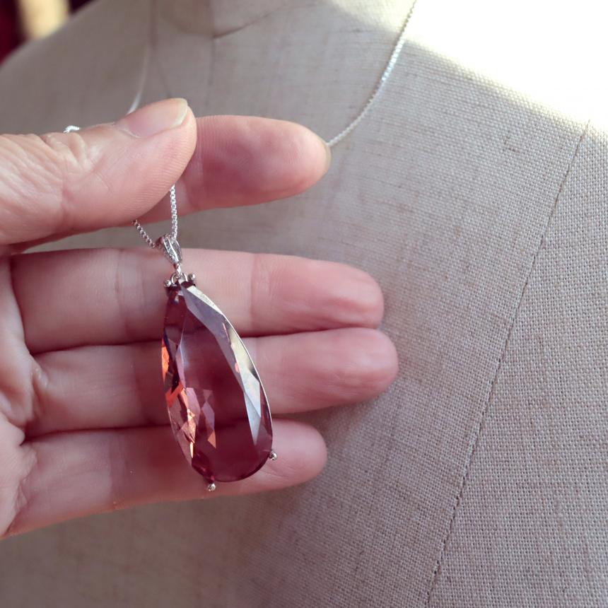 ズルタナイト ペンダント シルバー925 ブリリアントカット ペアシェイプ　ドロップネックレス 50cmチェーン付き |  | 08