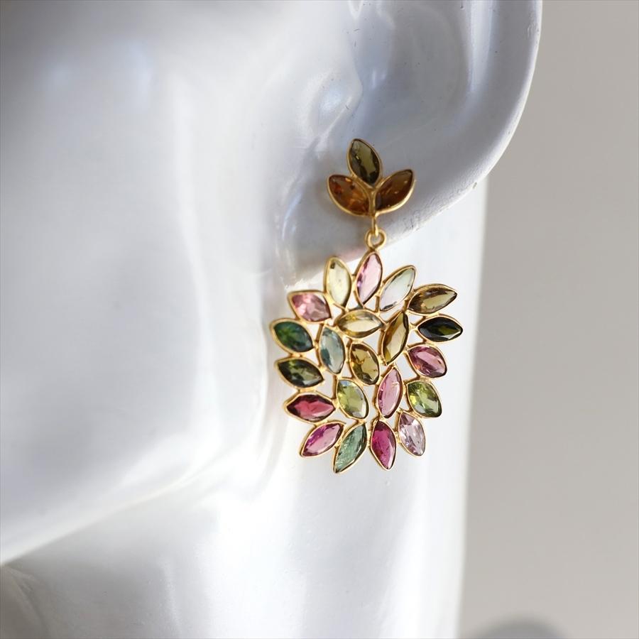 Jaipur ジャイプール 天然石シルバーピアス カラーストーン トルマリンフラワーピアス マルチカラー Tourmaline |  | 02