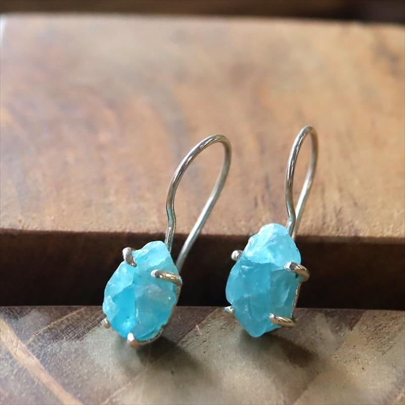 ブルーアパタイト ラフカットピアス Jaipur ジャイプールジュエリー silver925 | 